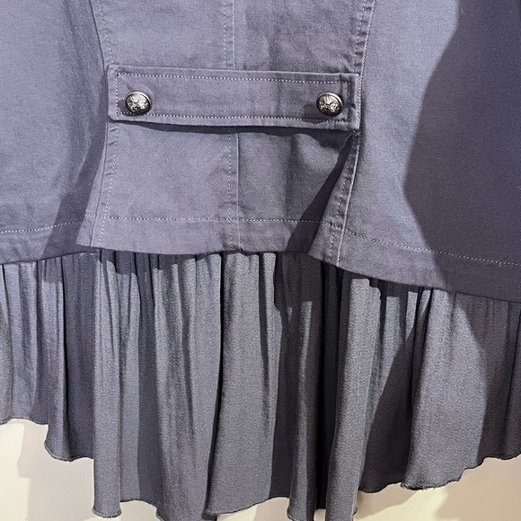 Torrid Ruffle Hem Military Jacket Coat Gray Button Front Size 0 Stretch - Picture 10 of 11